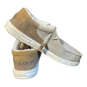 Hey Dude Wally Stitch Tumbleweed Canvas Fleece Lined Comfort Shoes Mens 11